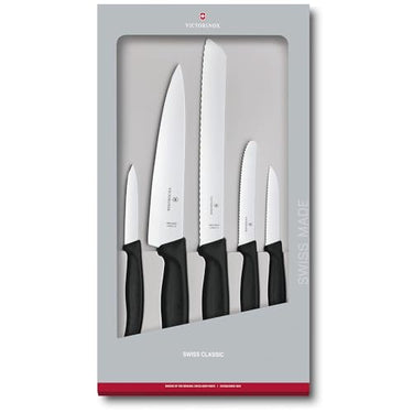 Victorinox Swiss Classic Kitchen Knife Set, 5-piece kitchen set, extra sharp, Swissmade, black on sale